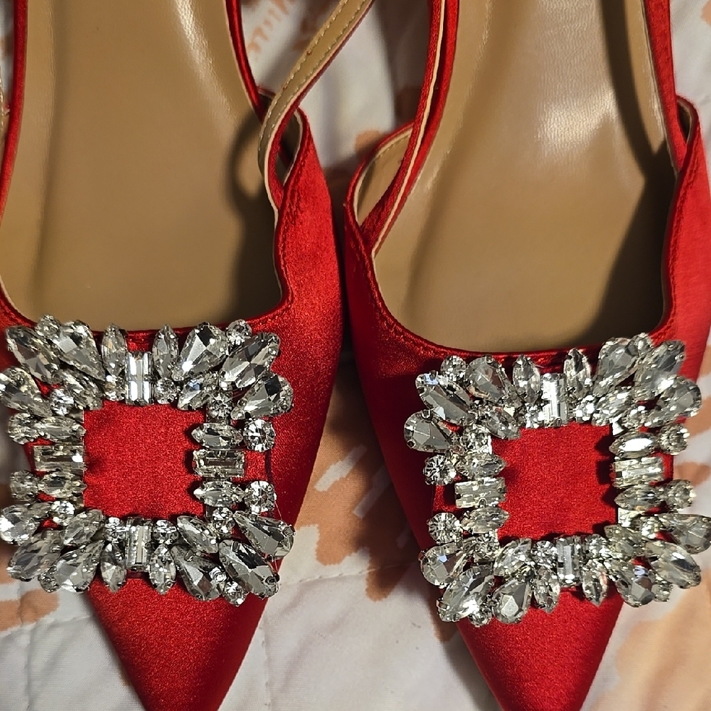 A New Day Red Heels with Crystal Embellishment